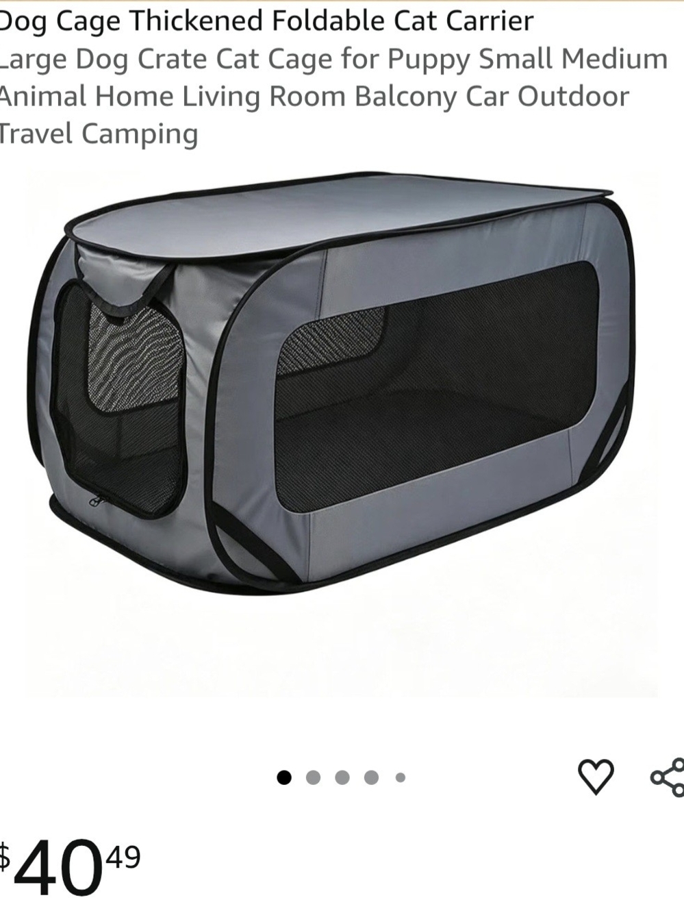 Source Unknown Gray Foldable Soft-Sided Small Pet Carrier with Mesh Panels